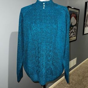 Karen Scott turquoise XL sweater with pearl buttons